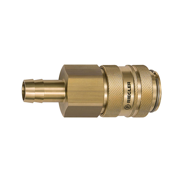 RIEGLER Schnellverschlusskupplung NW 19, Messing blank, Tülle LW 25