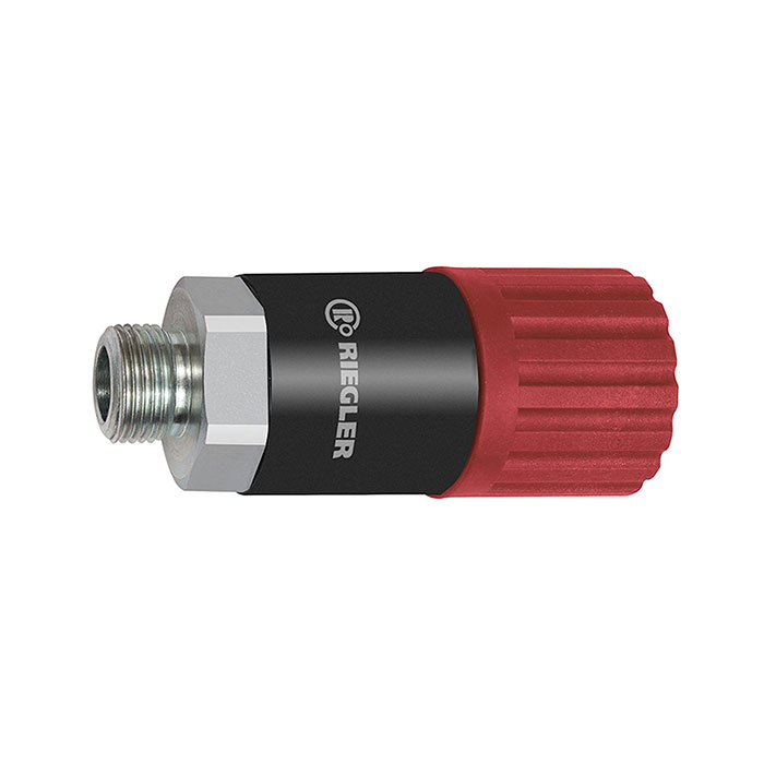 RIEGLER Swivel safety coupling I.D. 8, ISO 6150 C, Steel, G 1/2 ET