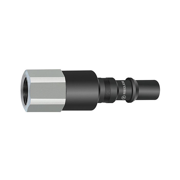 RIEGLER Nipple f. coupl. I.D. 8, check valve, ISO 6150 C, Steel, G 3/8 IT