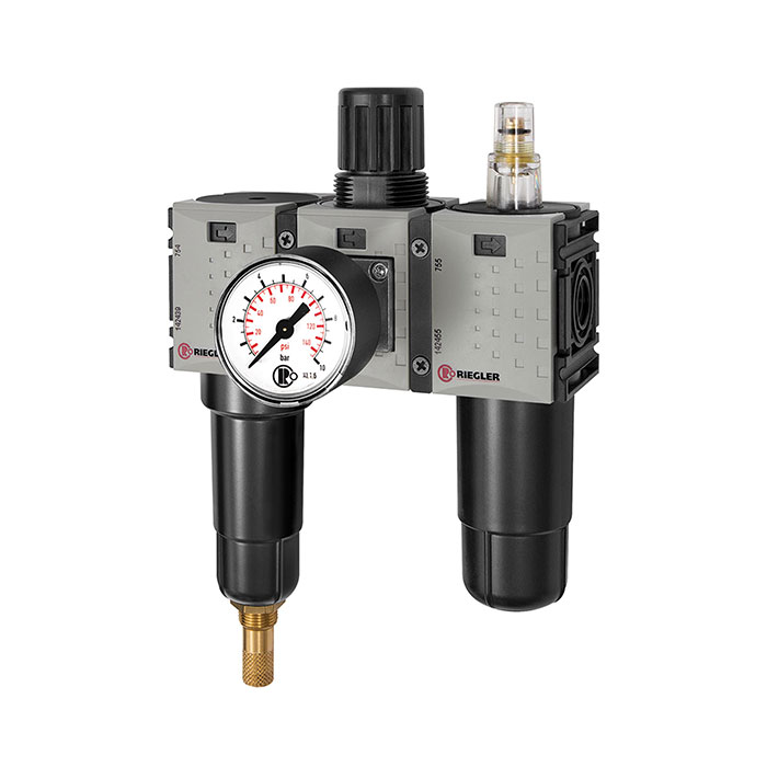 RIEGLER Service unit 3-part »FUTURA-mini« Metal container, G 1/4, 0.1-4