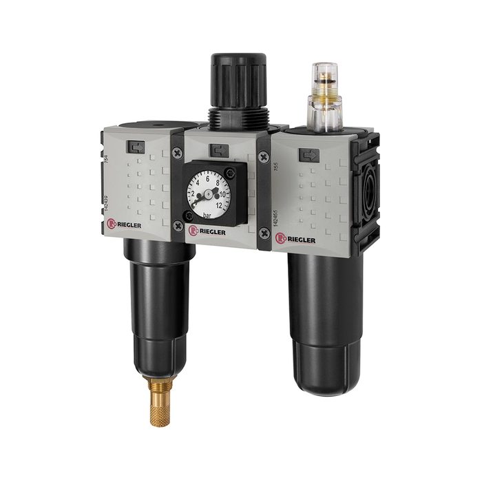 RIEGLER Service unit 3-part »FUTURA-mini« Metal container, G 1/4, 0.1-4