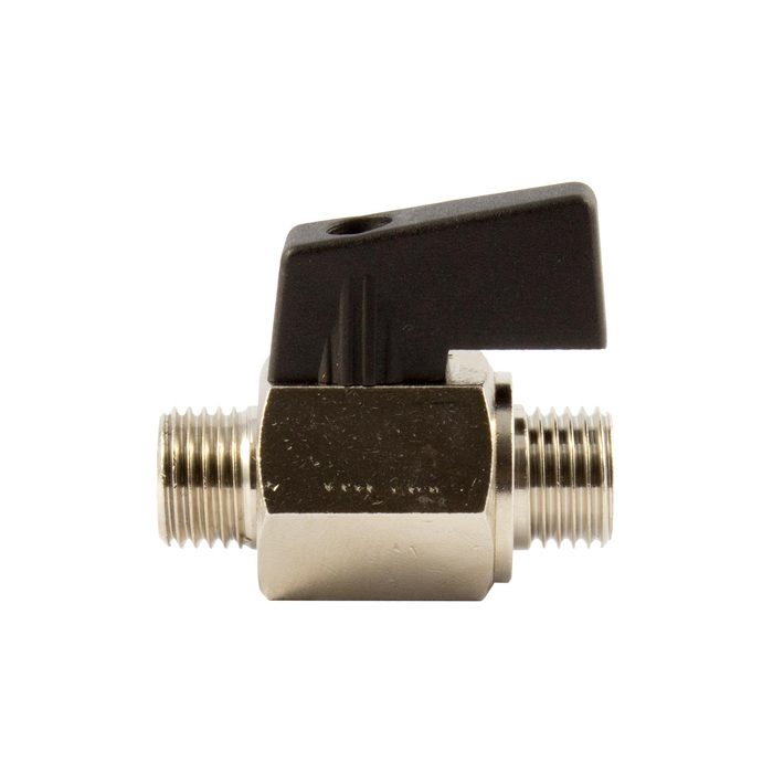 RIEGLER Mini ball valve, Smooth surface, nickel-plated brass, G1/2ET DN10