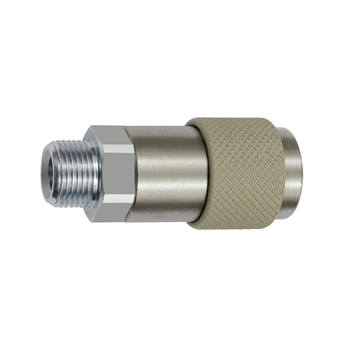 RIEGLER Captive swivel safety coupling I.D. 6, ISO 6150 C, G 3/8 ET, gray