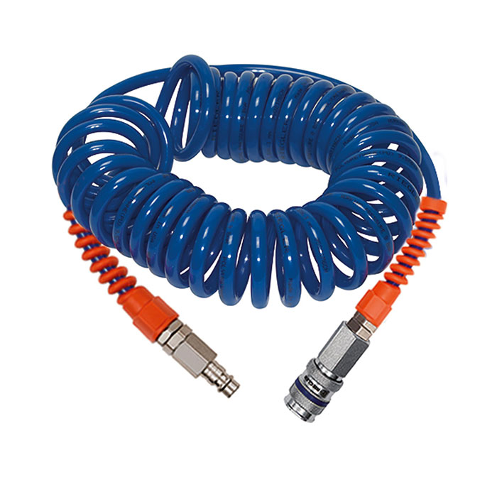 RIEGLER Spiralschlauch-Stahlkupplung-Set, PU, Schlauch-ø 12x8, 6,0 m