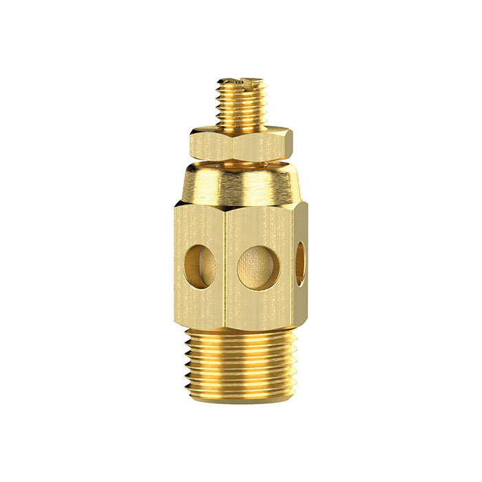 RIEGLER Silencer, Sintered bronze, brass housing, adjustable, G 1/4