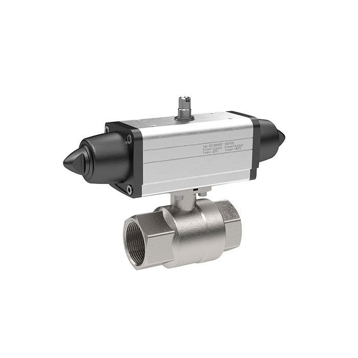 RIEGLER Brass ball valve, Pneum. actuation drive, single-acting, Rp 1 1/2