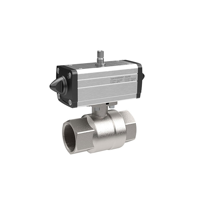RIEGLER Brass ball valve, Pneum. actuation drive, double-acting, Rp 1 1/4