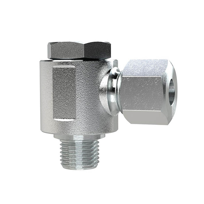 RIEGLER Pivoting angled fitting, M8x1.0 o., Pipe exterior Ø 4