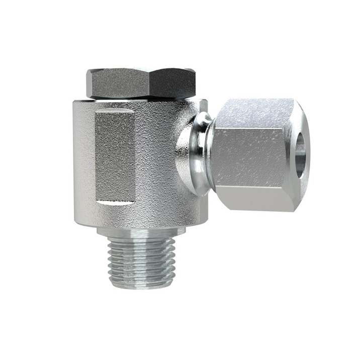 RIEGLER Pivoting angled fitting, G 1/4 o., Pipe exterior Ø 6