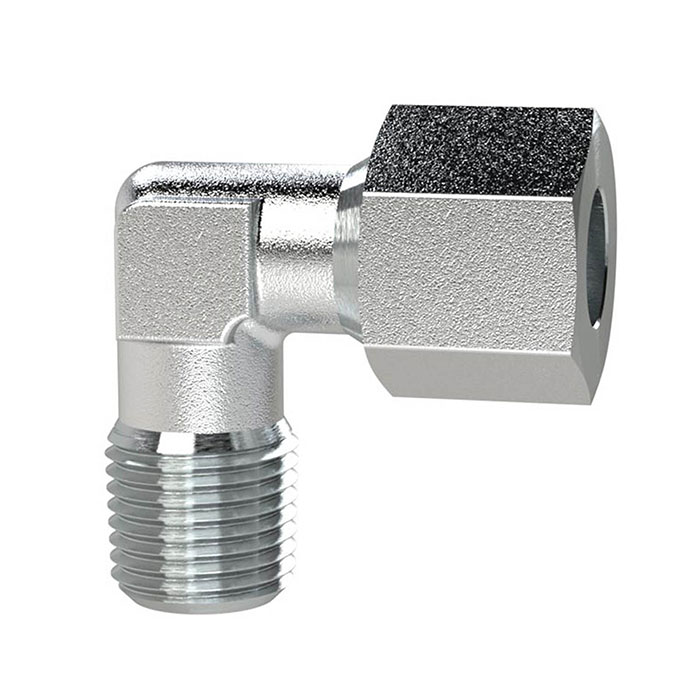 RIEGLER Winkel-Einschraubverschraubung, NPT 1/4 a., Rohr-Ø 8, Stahl verz.