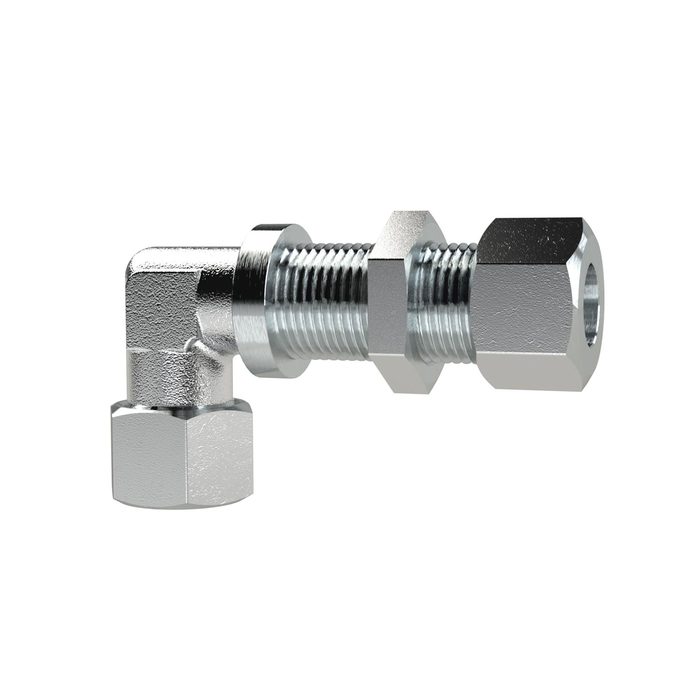 RIEGLER Bulkhead elbow connector, Pipe exterior Ø 8 mm, galvanised steel