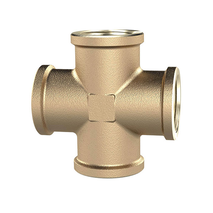 RIEGLER Cross-piece, 4x interior thread, G 1/2, 16 bar, bright brass