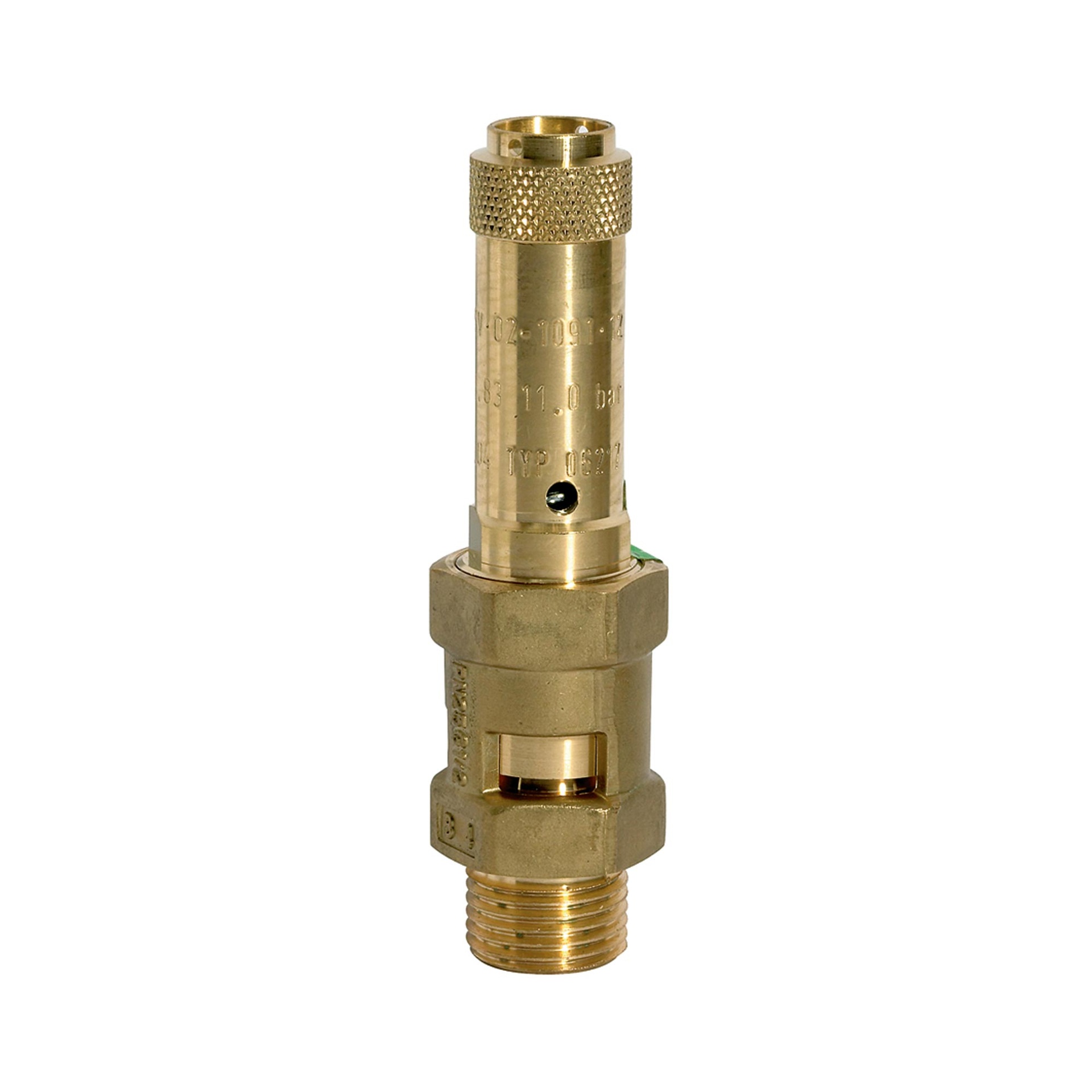 RIEGLER Safety valve, Brass, G 2, Trigger pressure 7.7 bar