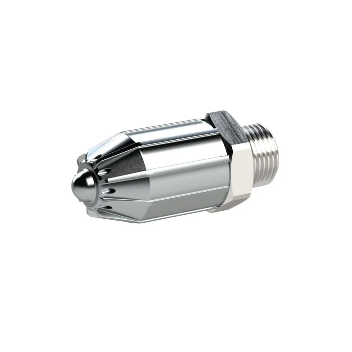 RIEGLER Low-noise round nozzle, M12x1.25, zinc, aluminum, nozzle outer diameter 17 mm