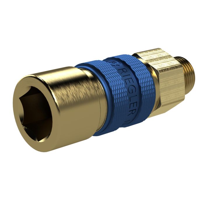 RIEGLER Unmistakable quick-release coupling NW 5, G 1/4 AG, blue
