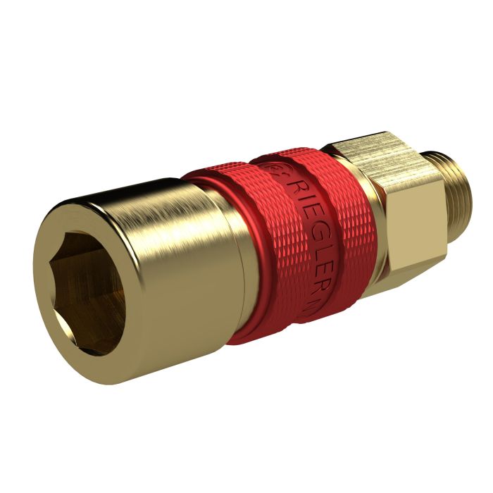 RIEGLER Unmistakable quick-release coupling NW 5, G 1/8 AG, red