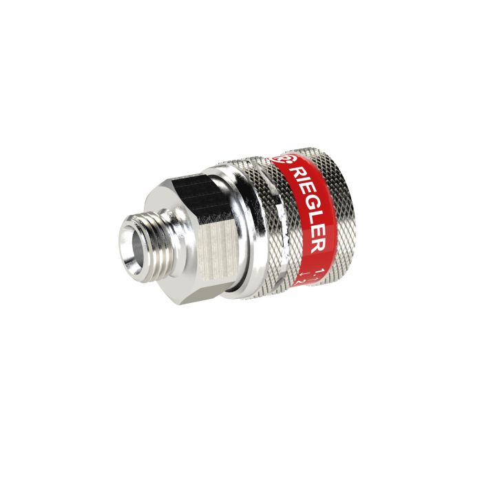 RIEGLER Safety coupling NW 7,8, Typ SEK, nickel-plated brass, G 3/8 AG