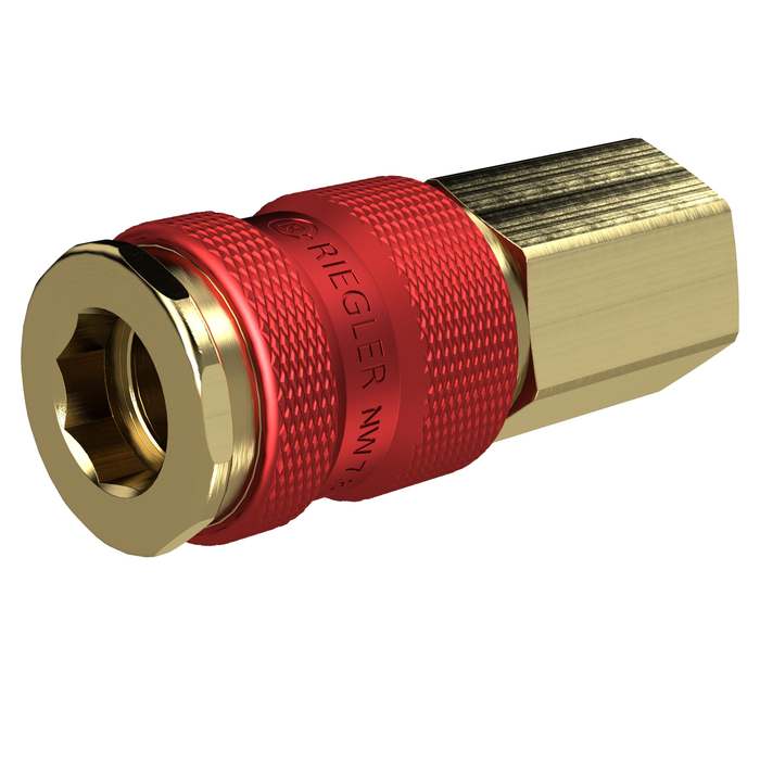 RIEGLER Unmistakable quick-release coupling NW 7,8, G 3/8 IG, red
