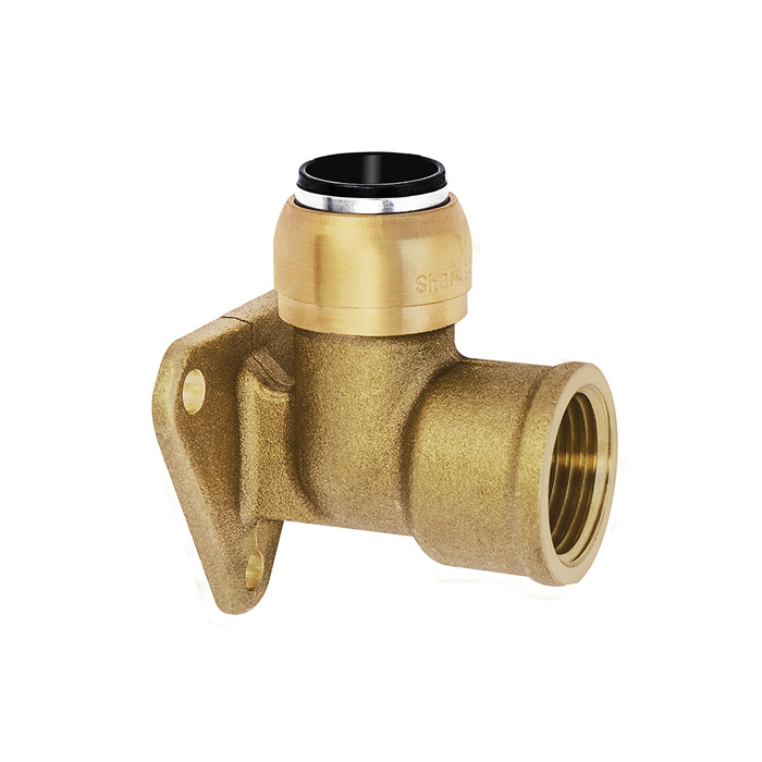 RIEGLER Wall bracket, brass, "sharkbite", G 3/4, for outer pipe ø 22 mm