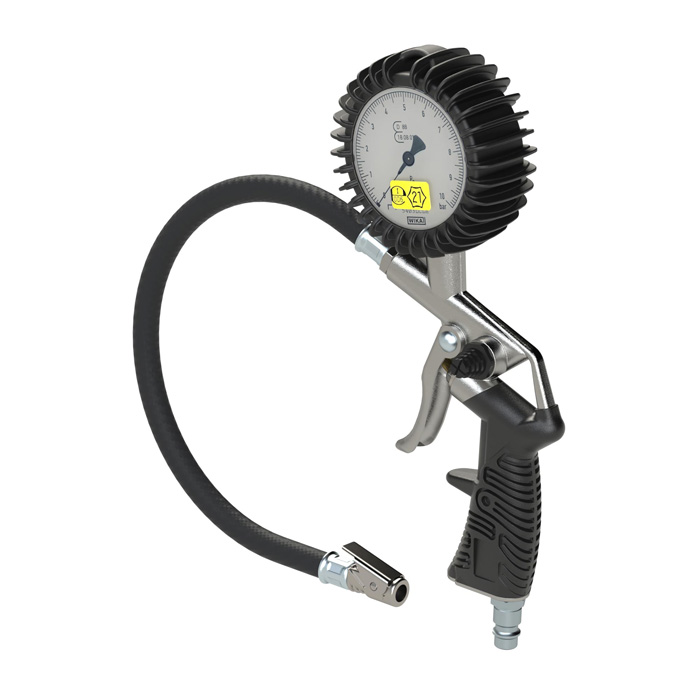 RIEGLER Stand. hand tire gauge MS, Mano Ø 63 mm, calibrated, 0-10 bar