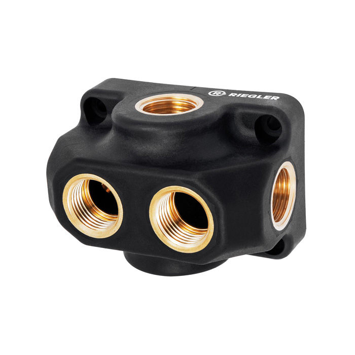 Universal manifold, inlet/outlet G 1/2, connection 6 x G 1/2