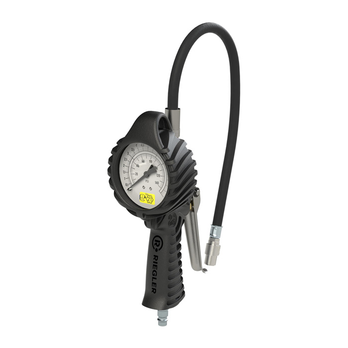 RIEGLER Hand-held tire gauge QS, Mano Ø 80 mm, calibrated, 0 - 12 bar