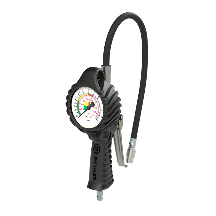 RIEGLER Hand-held tire gauge QS, Mano Ø 80 mm, uncalibrated, 0-12 bar