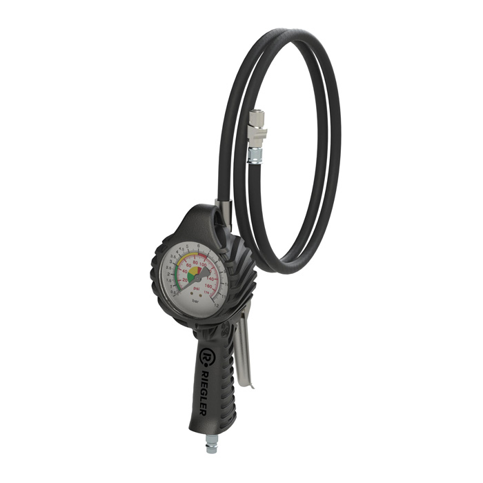 RIEGLER Hand-held tire gauge QS, Mano Ø 80 mm, uncalibrated, 0-12 bar