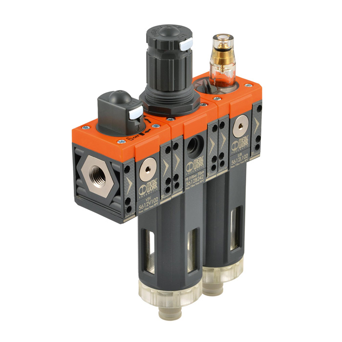 Shut-off valve + FR + oiler "SYNTESI", BG1, G 1/4, 5µm, 0...4 bar, RA
