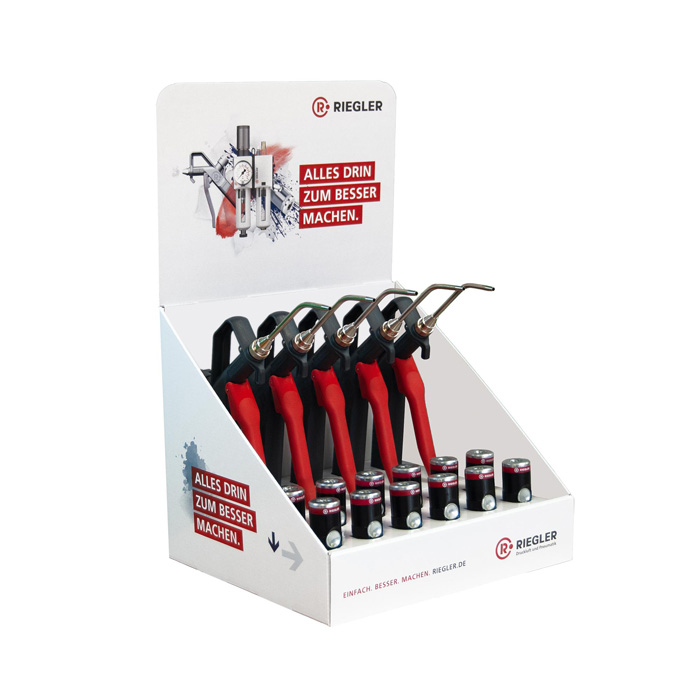 RIEGLER Aufsteller Druckknopfkupplung / Blaspistolen Kunststoff Stabdüse