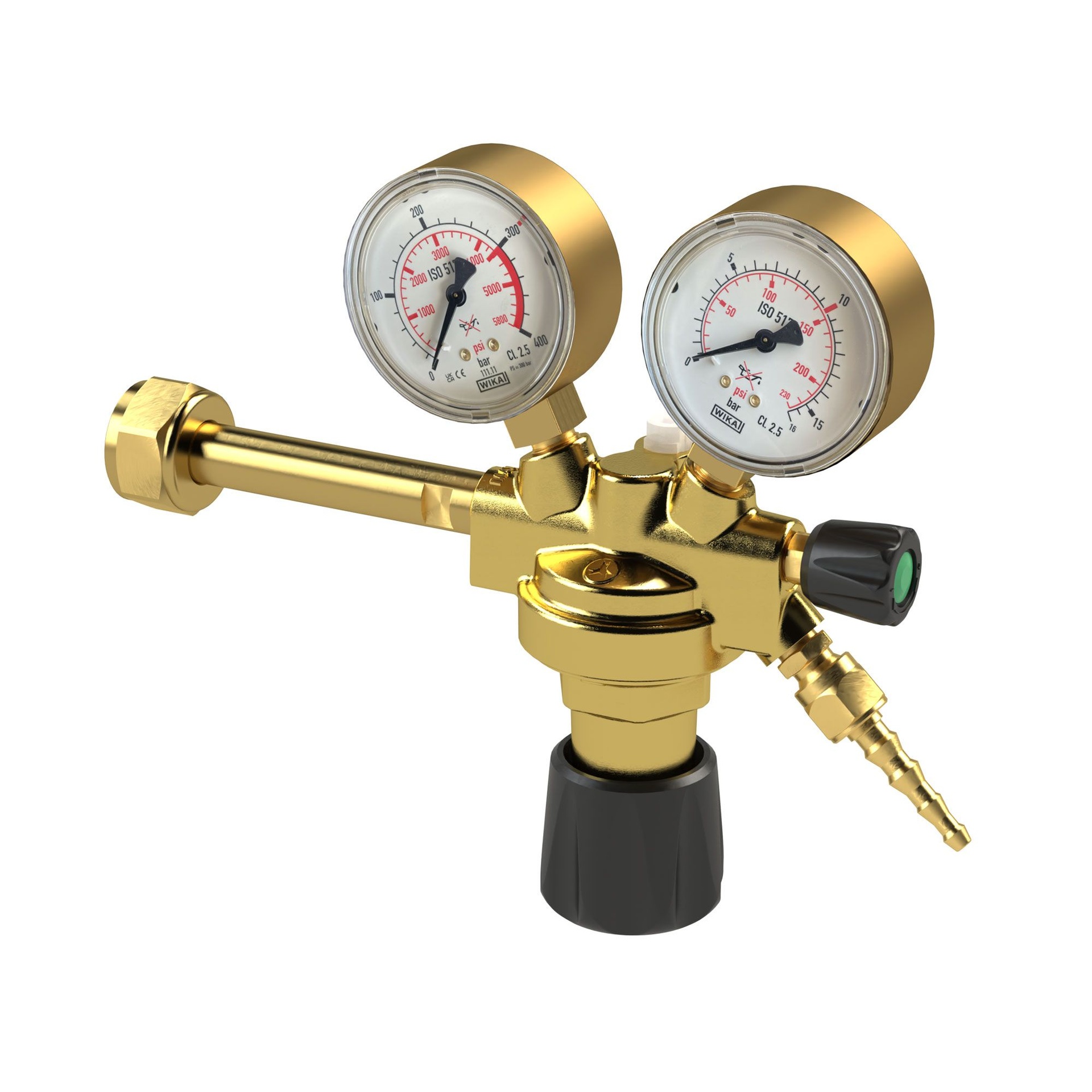 RIEGLER Cylinder pressure regulator, 200 bar, argon/helium, working pressure 0-10 bar