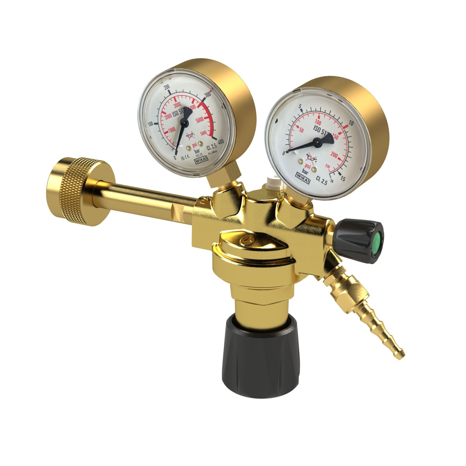 RIEGLER cylinder pressure reducer, 300 bar, oxygen, working pressure 0-10 bar