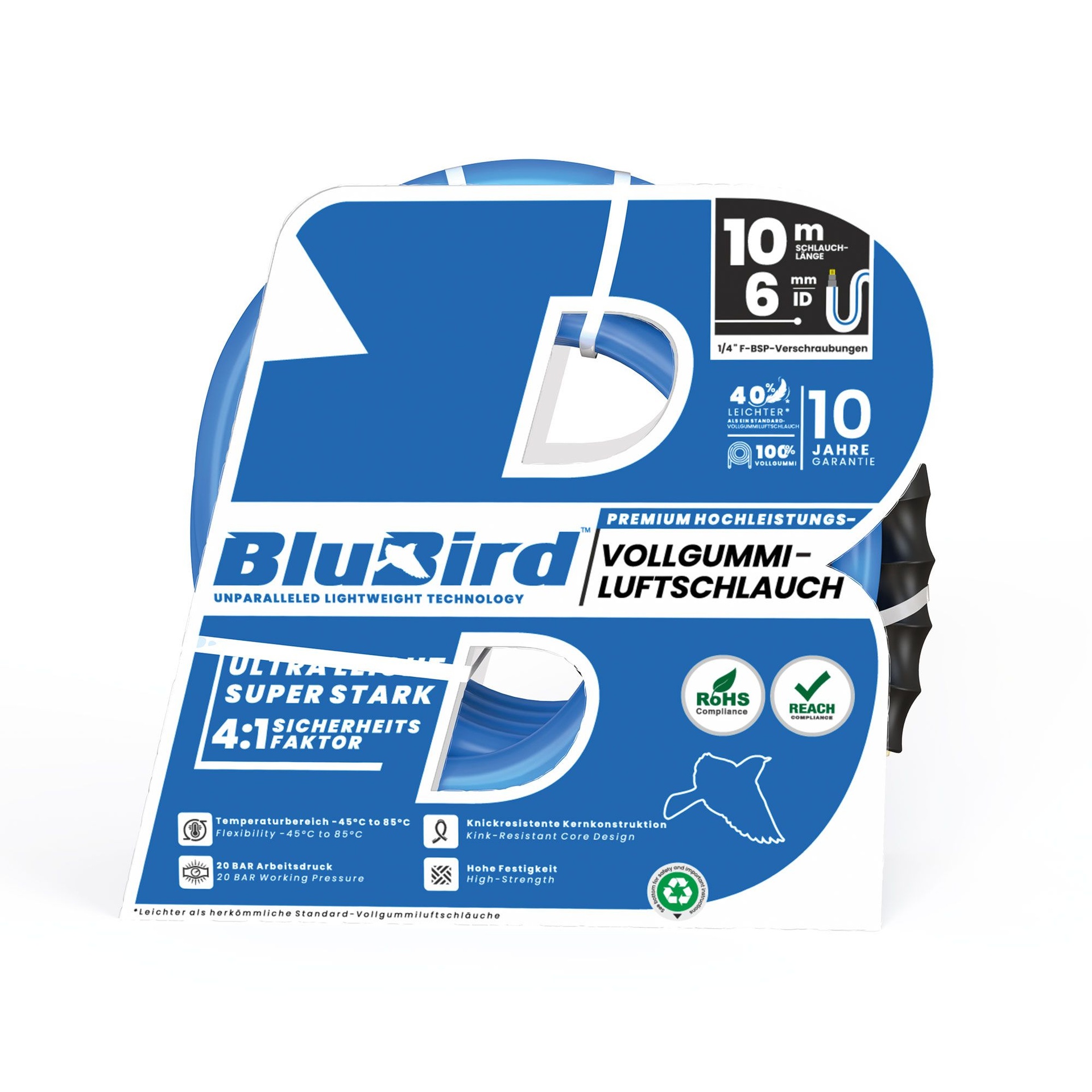 RIEGLER workshop hose set "BluBird", quick-release coupling, Ø12x6, 10 m