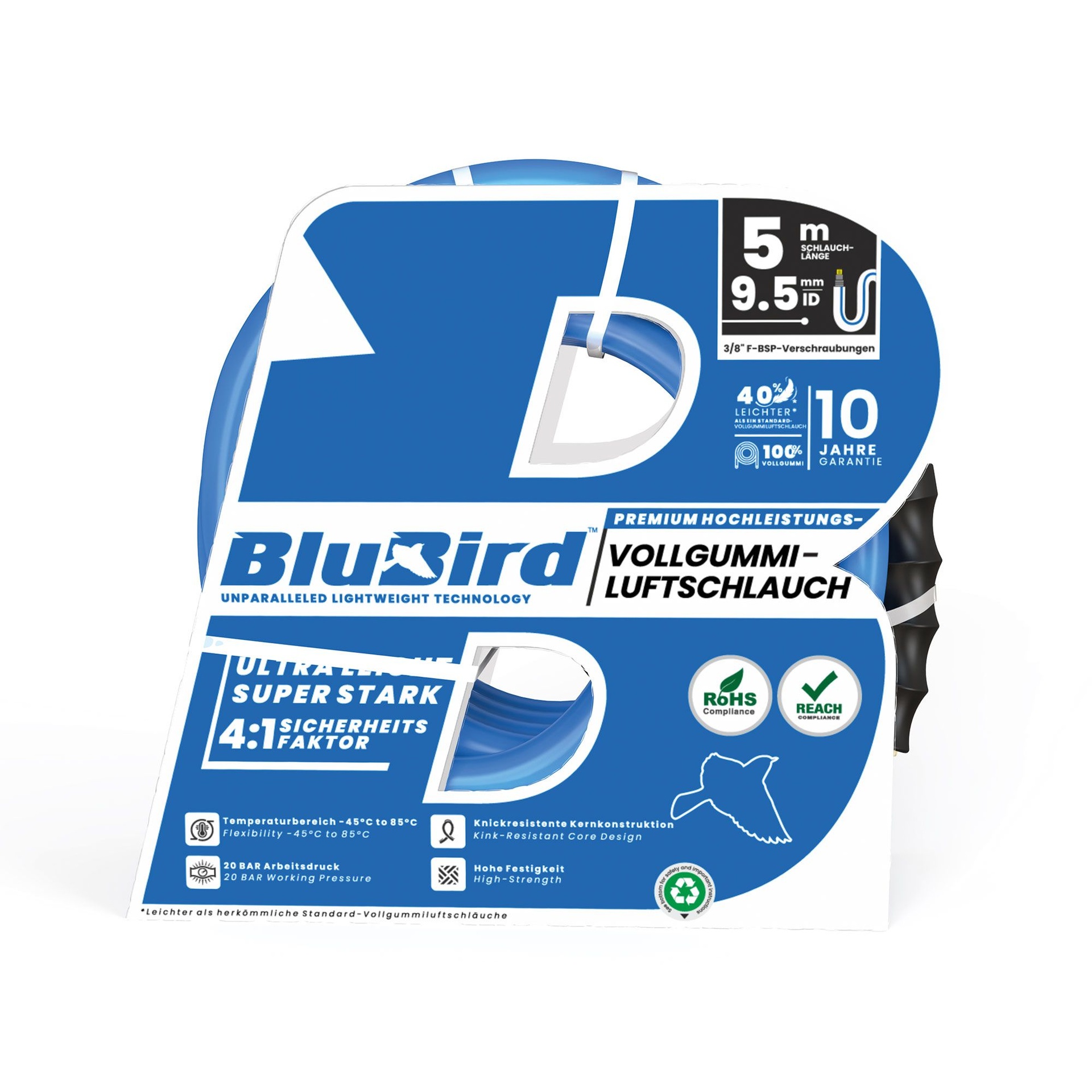 RIEGLER Werkstattschlauch-Set »BluBird«, Sicherheitskupplung, Ø15,5x9,5, 5 m