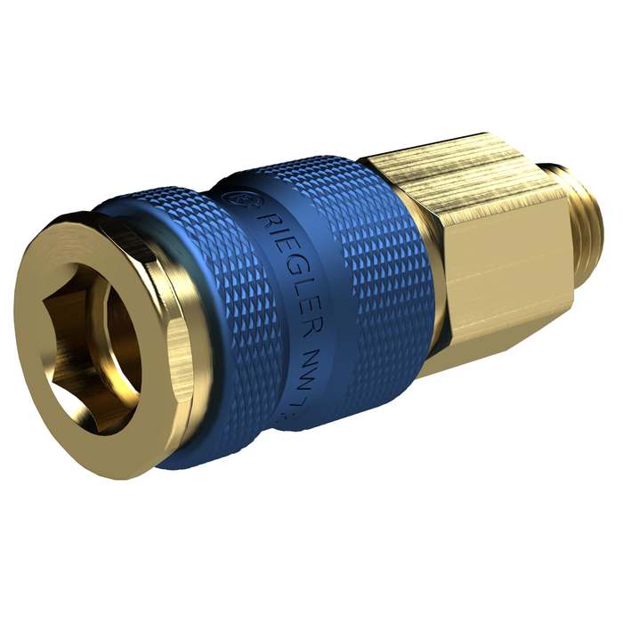 RIEGLER Unmistakable quick-release coupling NW 7.8, G 1/4 AG, blue