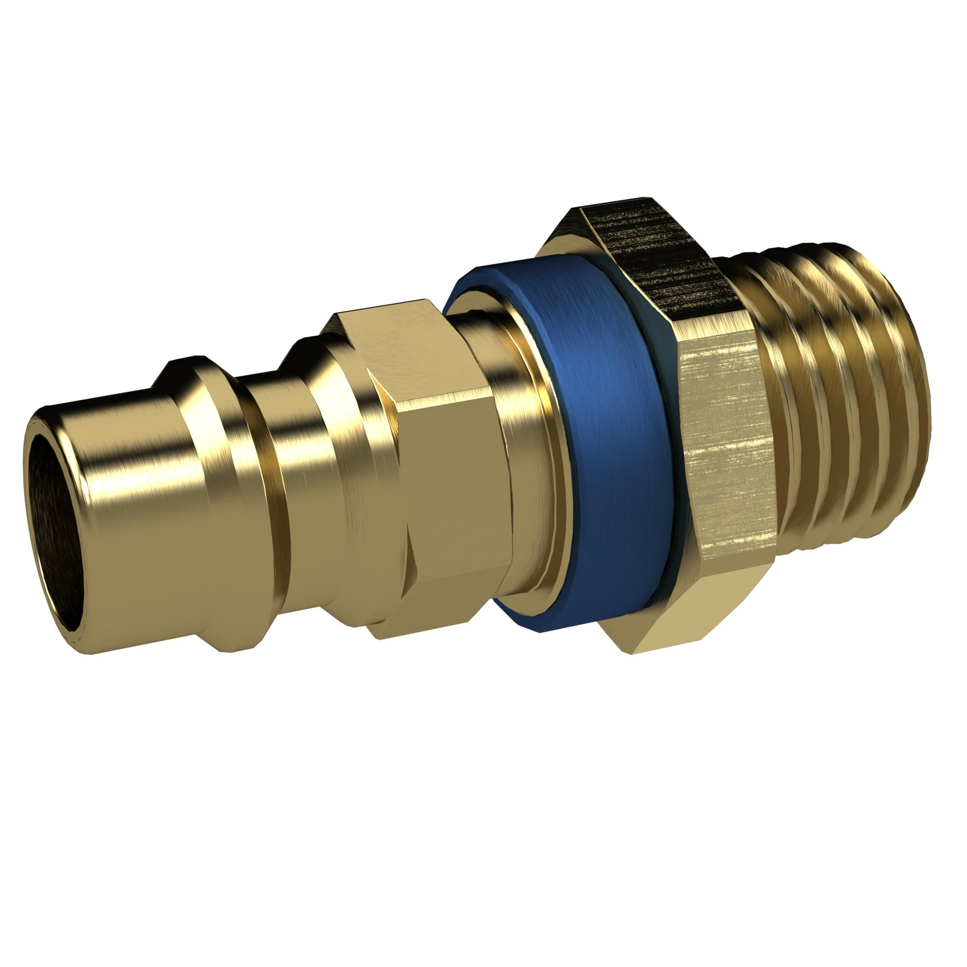 RIEGLER unmistakable nipple NW 7.8, bare brass, G 3/8 AG, blue