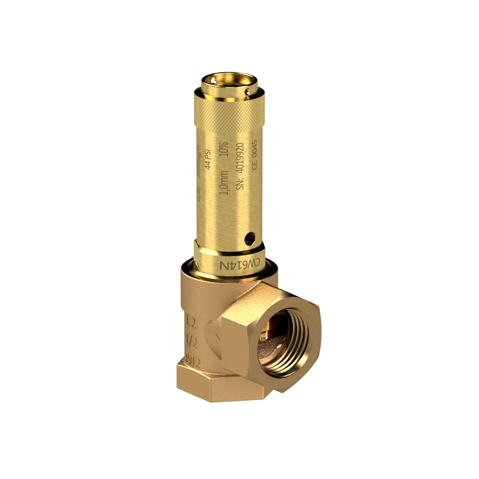 RIEGLER angle safety valve fluids, G 11/4 Set pressure 14.5 bar