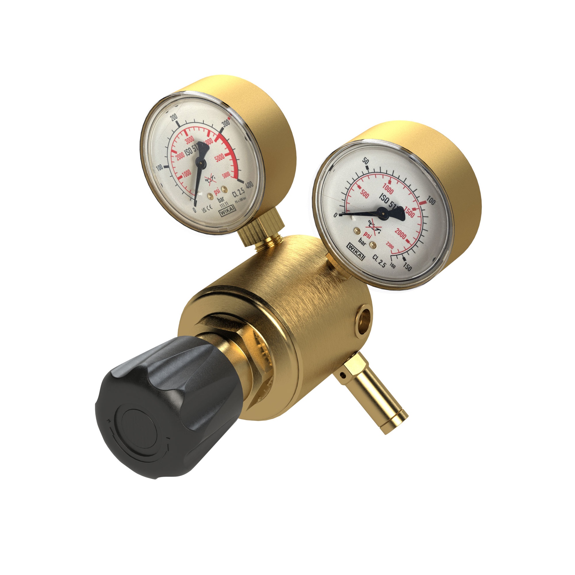 RIEGLER line pressure regulator 300 bar, incl. Mano, G 1/4 IG, 1 - 60 bar