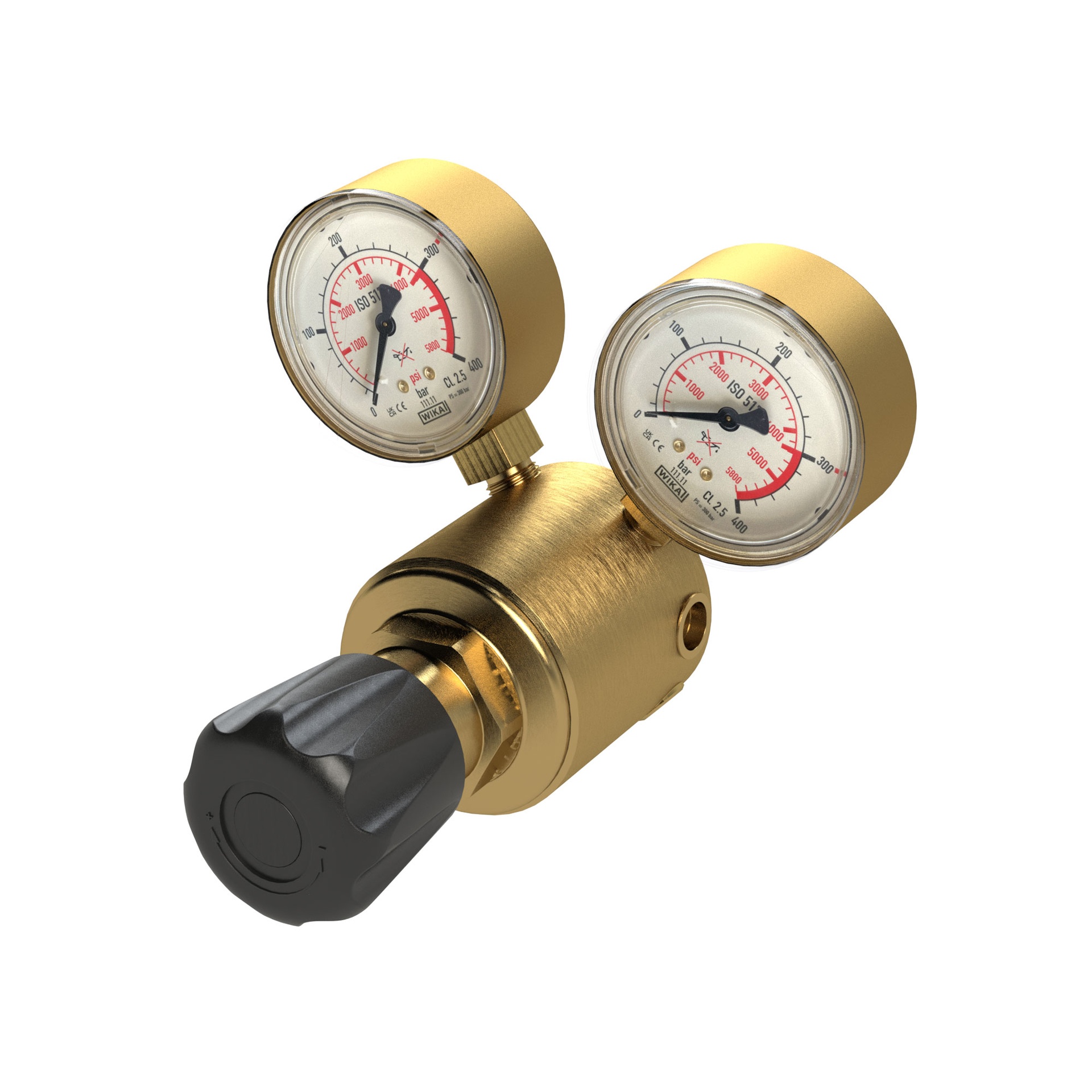 RIEGLER line pressure regulator 300 bar, incl. Mano, G 1/4 IG, 1 - 200 bar