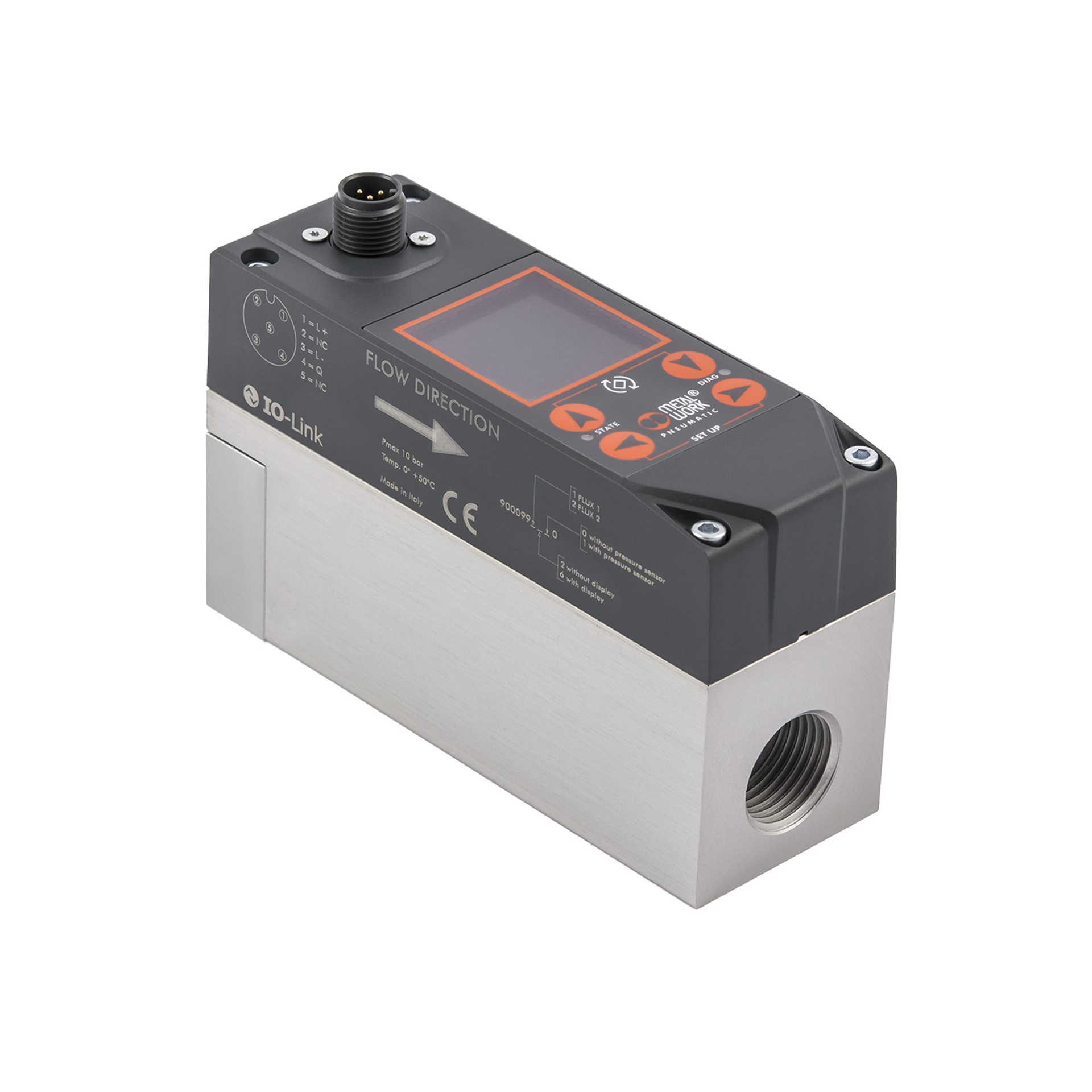 RIEGLER Durchflussmesser »FLUX«, BG 1, IO-Link/Display/Drucksensor