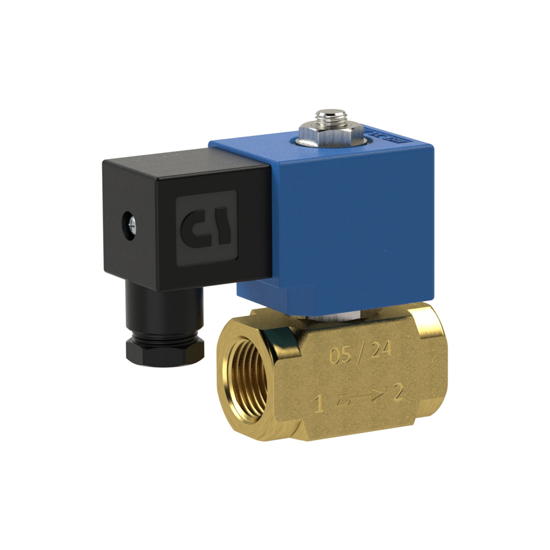 RIEGLER 2/2-Wege-MV., MS, NO, direktg., 24 V DC, G 3/8, PN 0-10 bar, NBR