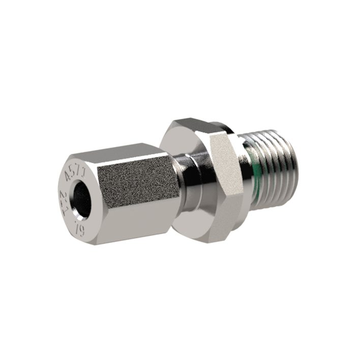 RIEGLER Straight screw-in fitting, G 1/2, pipe outer Ø 18, ES 1.4571, FKM