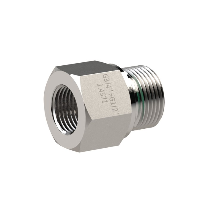 RIEGLER Lange Wechselreduzierung, G 1/2 a. G 3/8 i., ES 1.4571, FKM