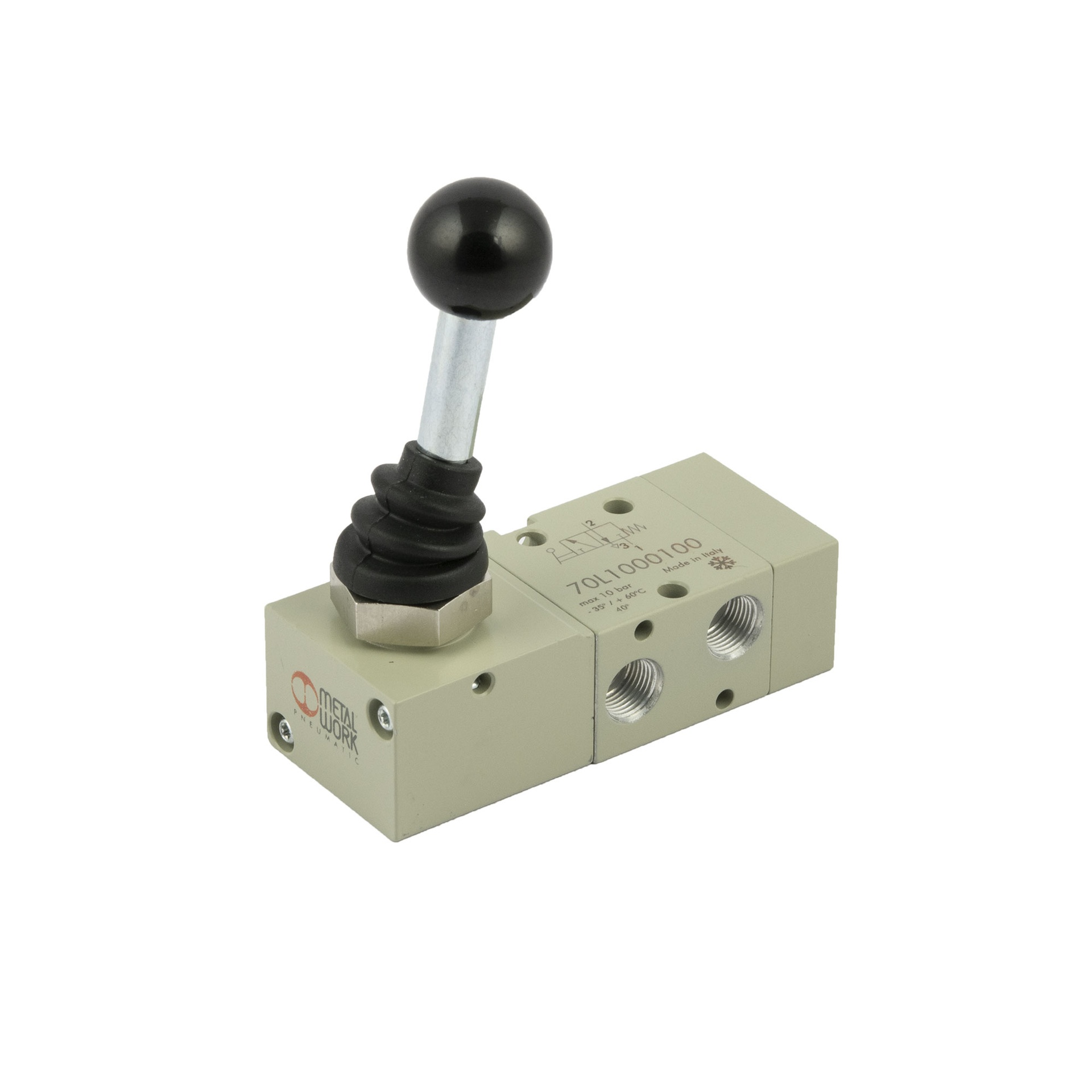 RIEGLER 3/2-Wegeventil Tieftemp., man. 90° Hebel, monostabil, G 1/8, NC