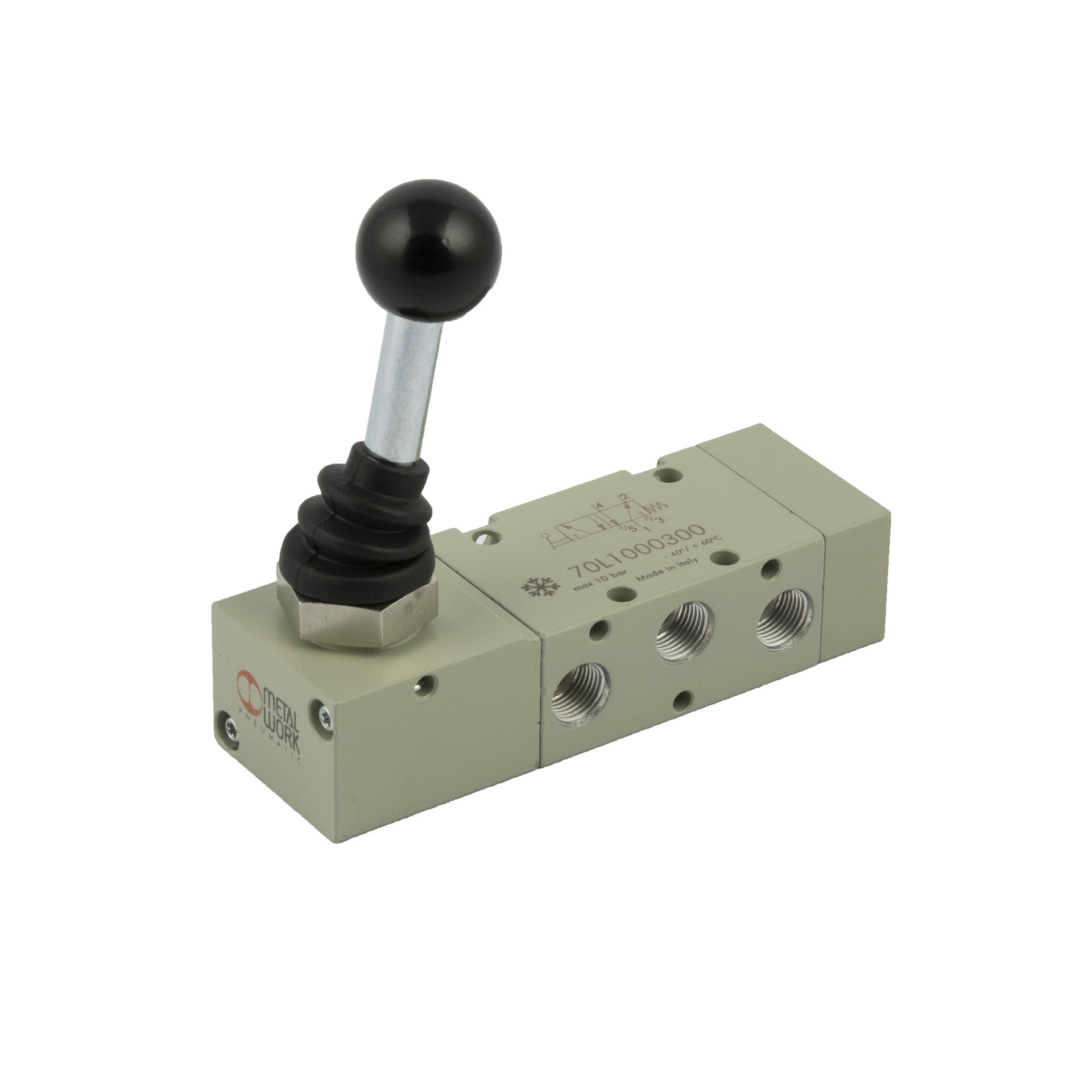 RIEGLER 5/2-way valve, low temperature, manual 90° lever, monostable, G 1/8