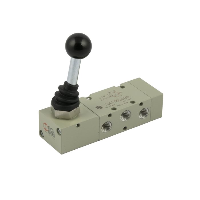 RIEGLER 5/2-way valve, low temperature, manual 90° lever, monostable, G 1/8