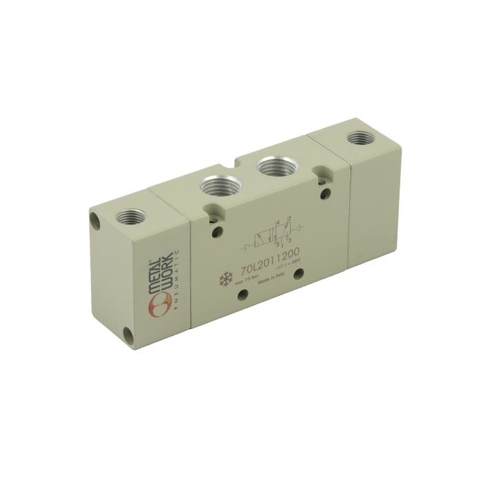 RIEGLER 5/2-way valve, low-temp., pneumatic, bistable, connection G 1/4