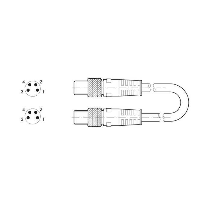 RIEGLER connection cable, M8 plug 0° / M8 plug 0°, 4-pin, 5 m