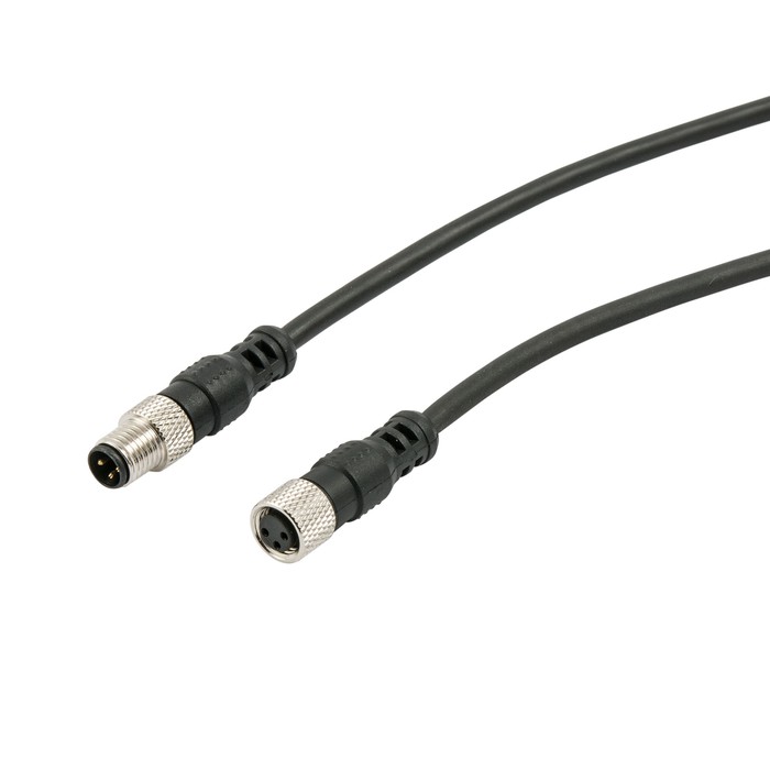 RIEGLER connection cable, M8 plug 0° / M8 socket 0°, 3-pin, 3 m