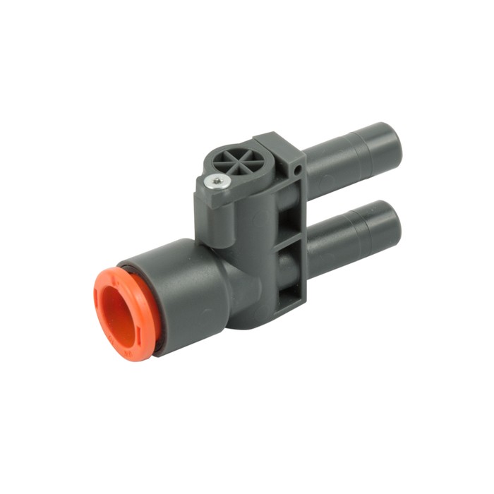 RIEGLER Y-connector EB 80, plug-in nipple Ø 8 mm, hose Ø 10 mm, orange